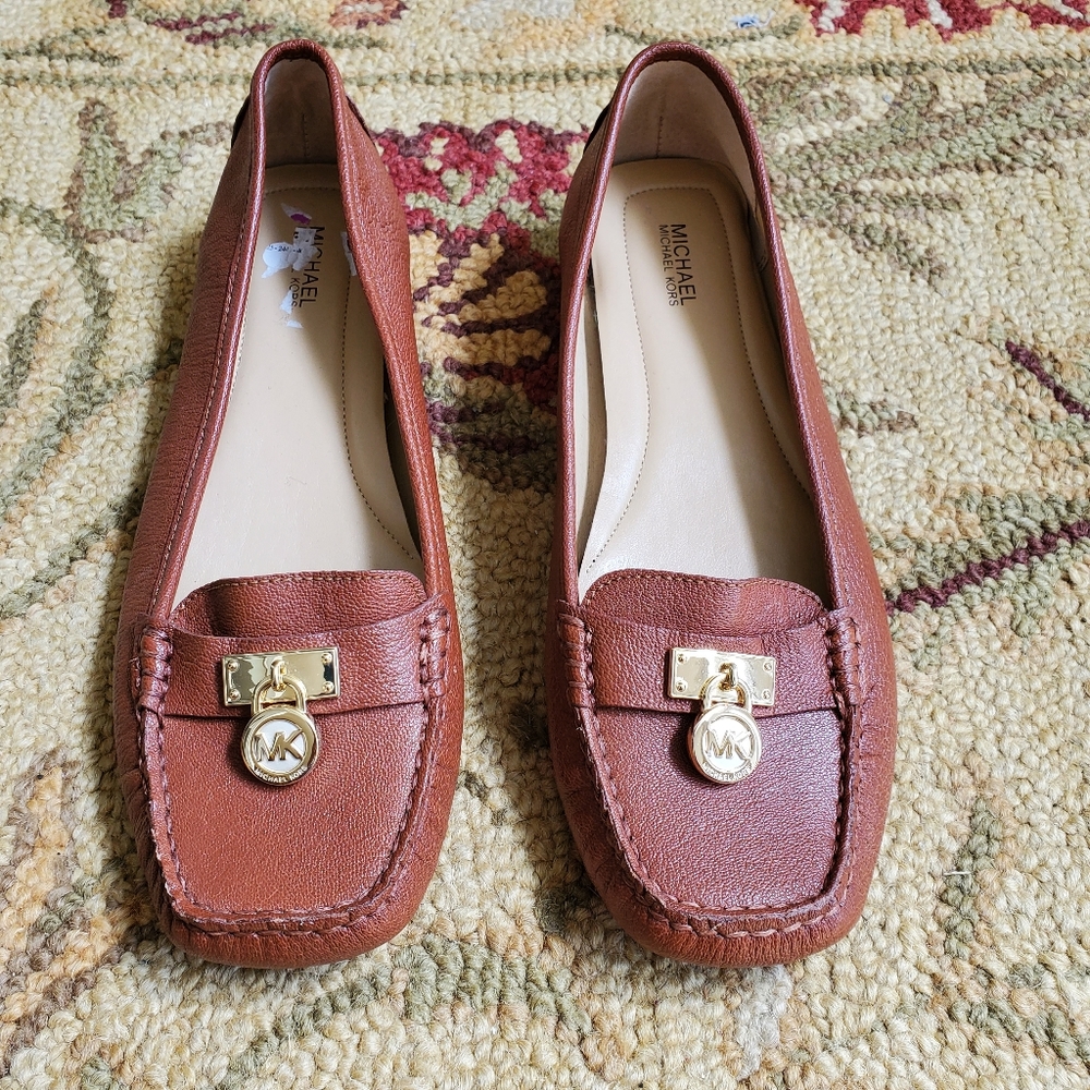 Michael Kors Tan Leather Loafers, Size 8.5